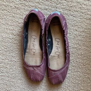 Toms pink metallic ballet flats